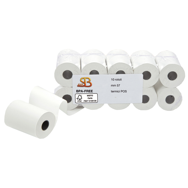 Rotolo per POS e carte di credito - carta termica BPA free - 57 mm x 7